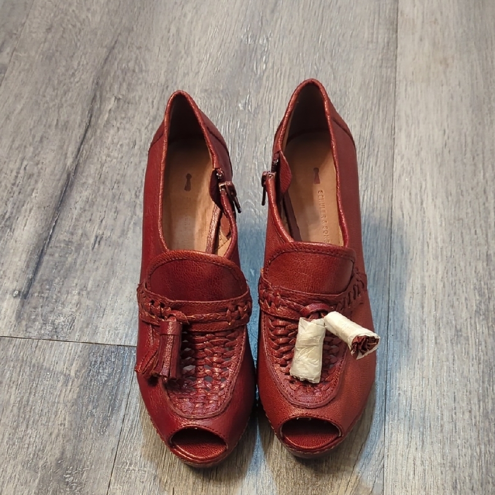 Anthropologie Red Peep-Toe Women's Shoes NWOT